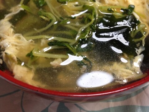豆苗とわかめの玉子スープ(*^^*)☆